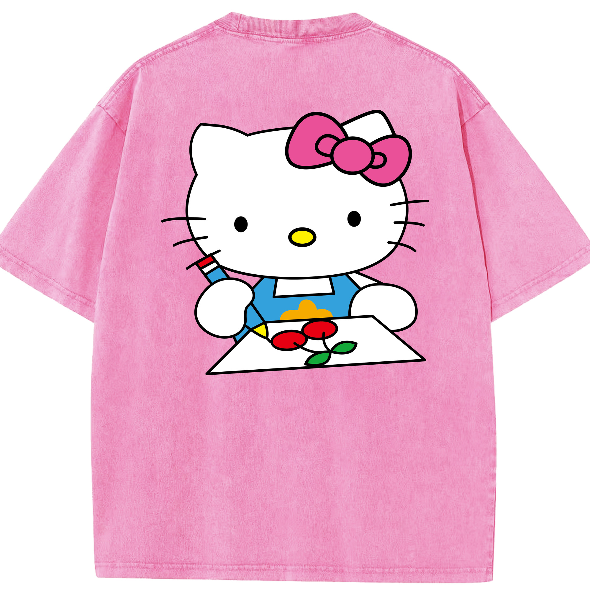 （画像用） Hello Kitty ハローキティ 綿100% ヴィンテージ風 半袖Tシャツ（背面プリント）
